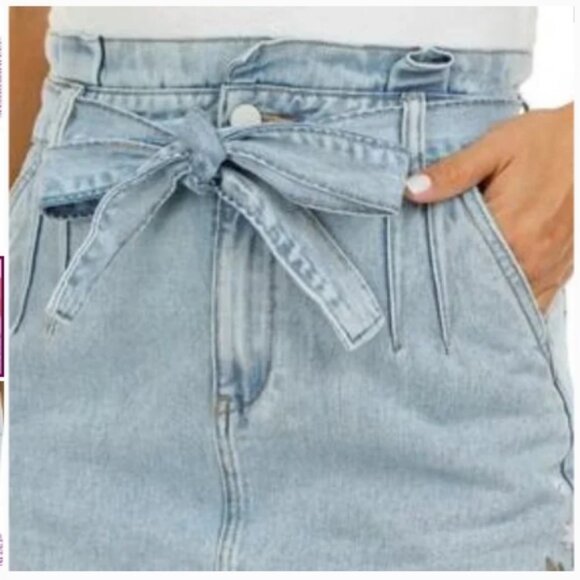 Driftwood Bambi Denim Floral Embroidered Skirt Tie Belt Light Wash 🆕⌚🏃🏻📦⚡🚚 - Picture 3 of 12